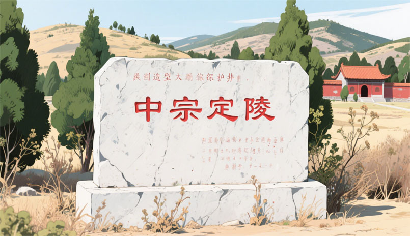 墓葬定陵,无字碑残